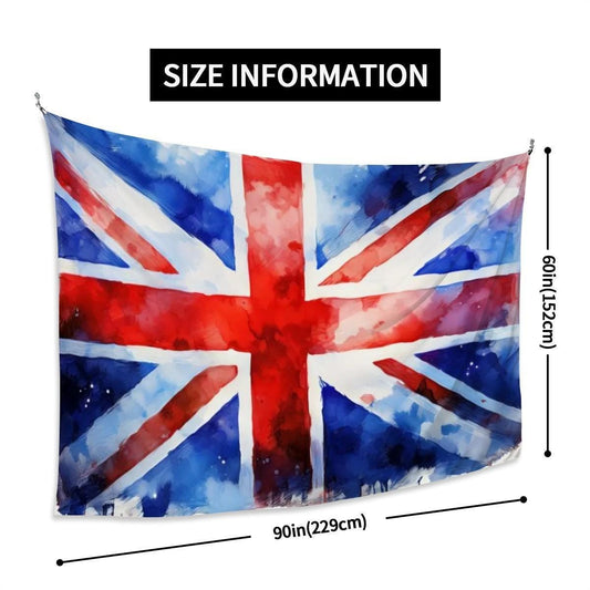 XL Wall Tapestry, Hand Drawn Union Jack Flag Design - Flag of the UK, Raise the Colours | 90"x60" / 228x152 cm