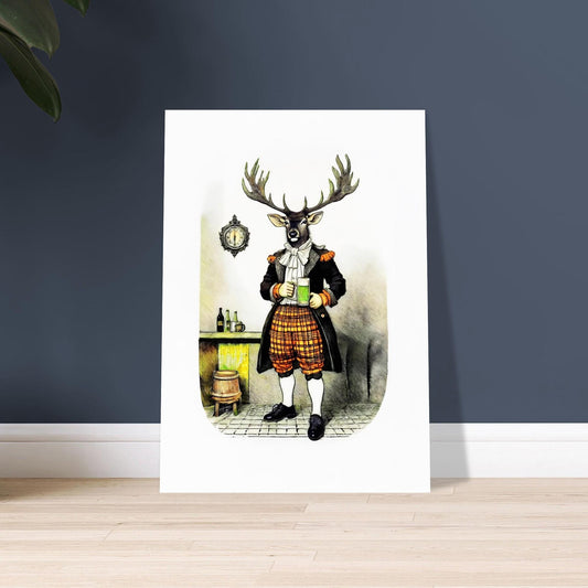 Victorian Stag Art Print - British Heritage Animal Illustration Poster