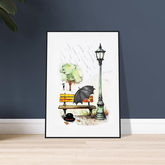 Chapeau melon noir, patrimoine britannique, décoration d'intérieur britannique, peinture de la ville de Londres, art mural encadré, style anglais classique