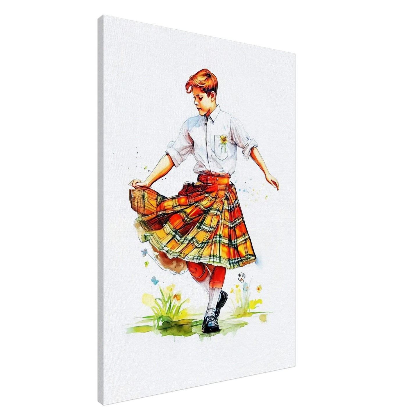 Scottish Country Dancing Art - Vibrant British Heritage Canvas With Hanging Kit