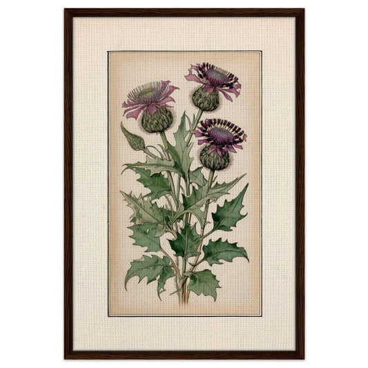 Toile encadrée « Chardons violets », inspirée de Rennie Mackintosh, décoration britannique, art mural floral, peinture encadrée inspirée de la nature