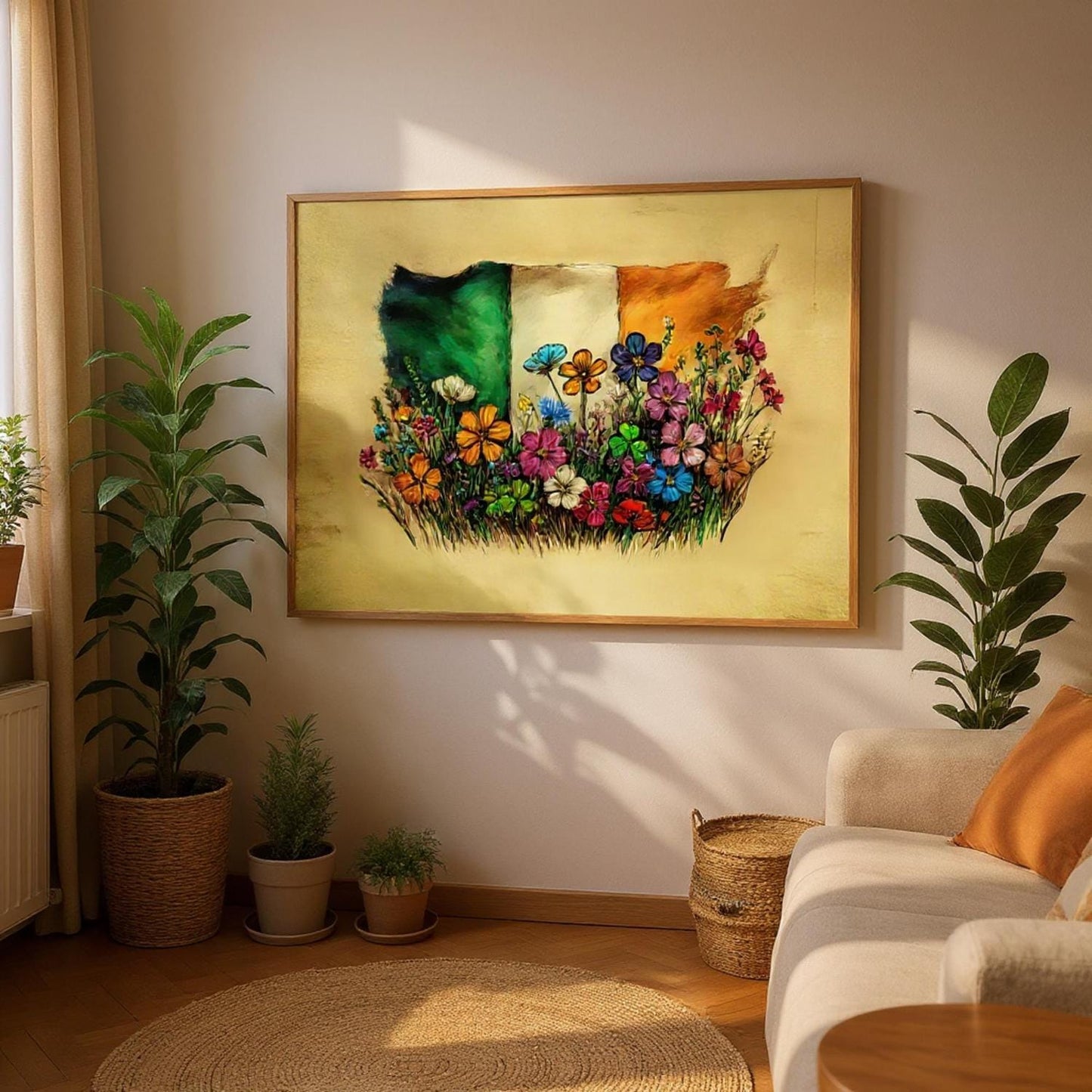 Framed Irish Flag Art - Hand Drawn Art - Raise the Colours | The national flag of Ireland - UK Heritage Art