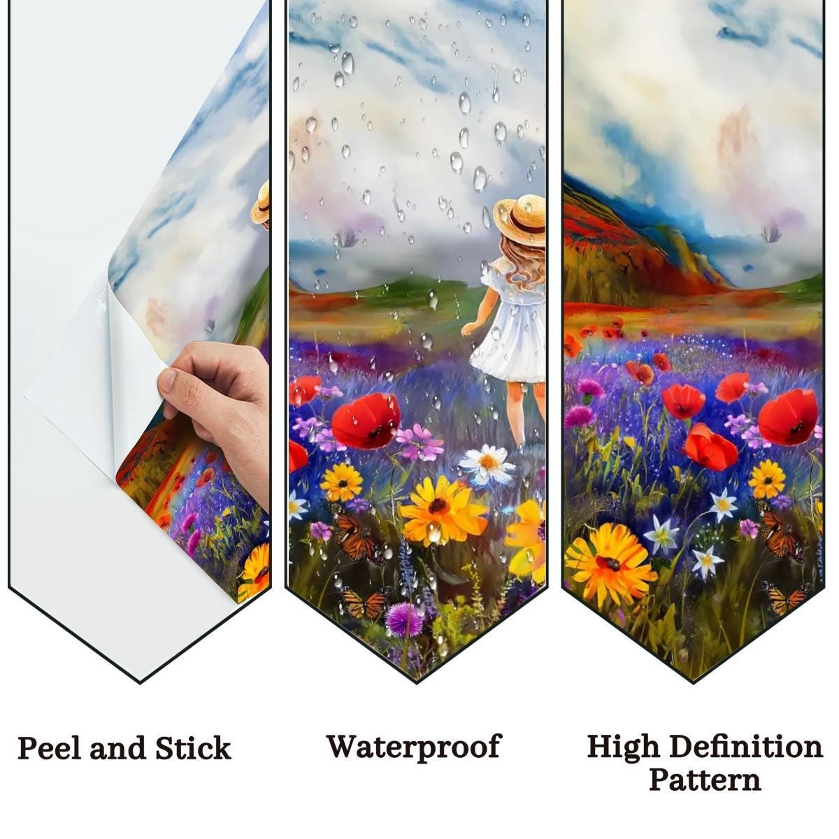 Kitchen & Bathroom Wallpaper Colors Of the UK: Flower Girl - waterproof - 60"x50" / 152,4 cm x 127 cm - Kitchen and Bathroom Splashback