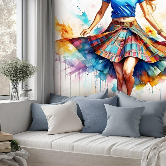 Canvas Wallpaper Mural Scottish Country Dancer - Self Adhesive - 60"x50" / 152.0 cm x 127.0 cm
