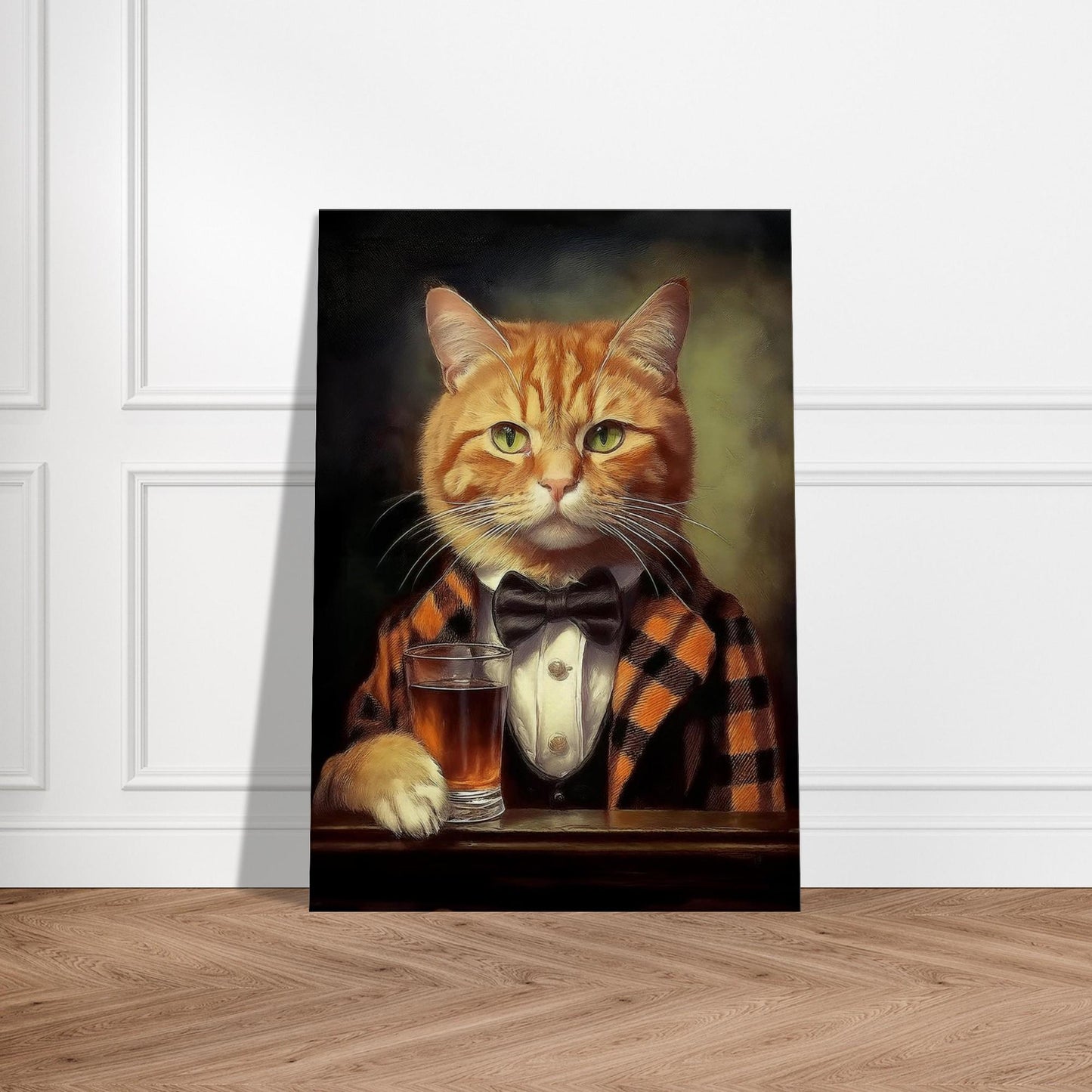 Victorian Cat Canvas – Unique Ginger Cat Canvas Print in Tartan Suit | Whiskey Lover Decor