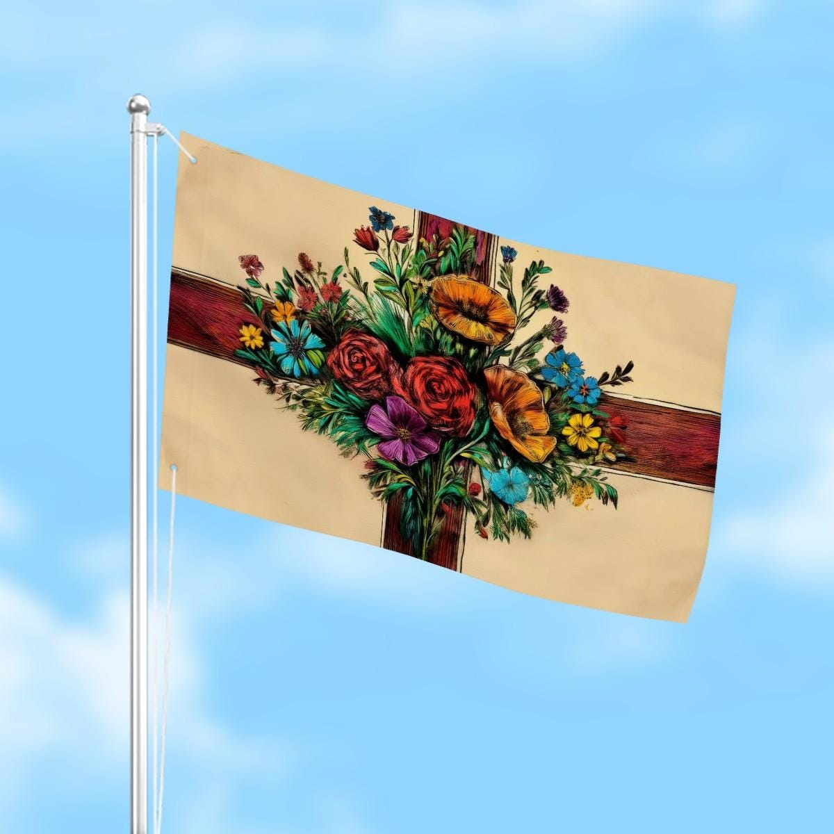 Heavy-duty, Hand Drawn English Flag Design, Three-Layer Outdoor Flag of England. Double Sided. 36"x24" / 92x61 cm | Raise the Colours