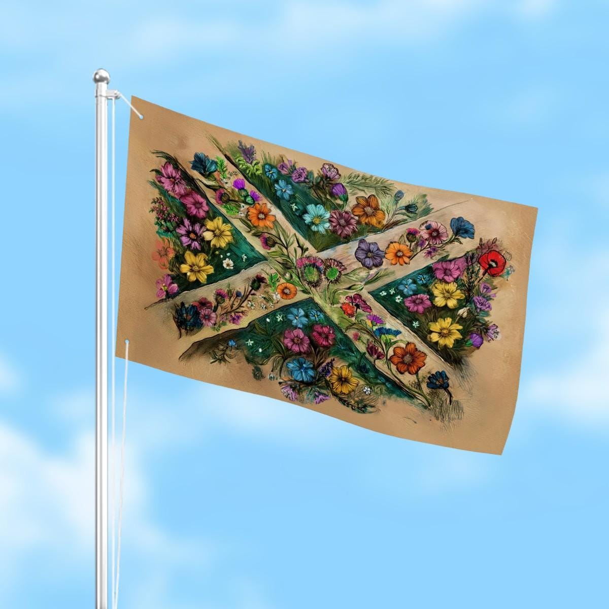 Heavy-duty, Hand Drawn Scottish Flag Design, Three-Layer Outdoor Flag of Scotland. Double Sided. 36"x24" / 92x61 cm | Raise the Colours