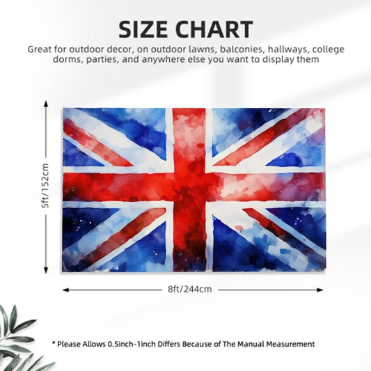 XL Heavy-duty, Handdrawn Union Jack Flag Design, Three-Layer Outdoor flag of the UK. Double Sided. 96"x60"/ 244x152 cm | Raise the Colours