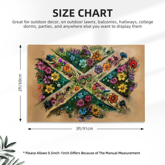Heavy-duty, Hand Drawn Scottish Flag Design, Three-Layer Outdoor Flag of Scotland. Double Sided. 36"x24" / 92x61 cm | Raise the Colours