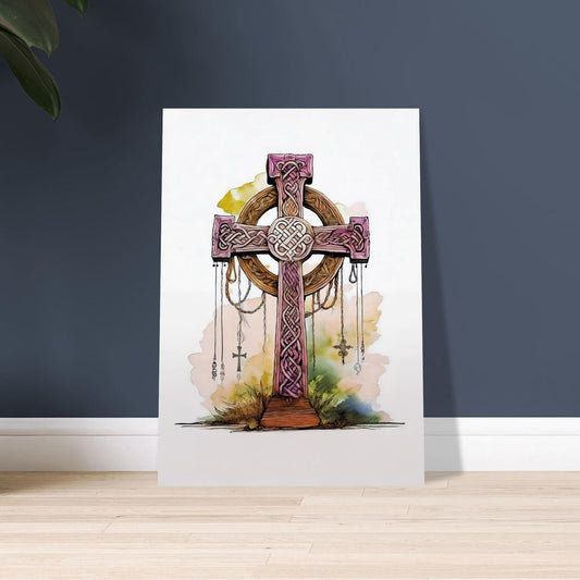 Celtic Cross Knotwork Poster, UK Heritage Art, British Wall Decor, Traditional Design, Matte Paper Print, Home Decoration