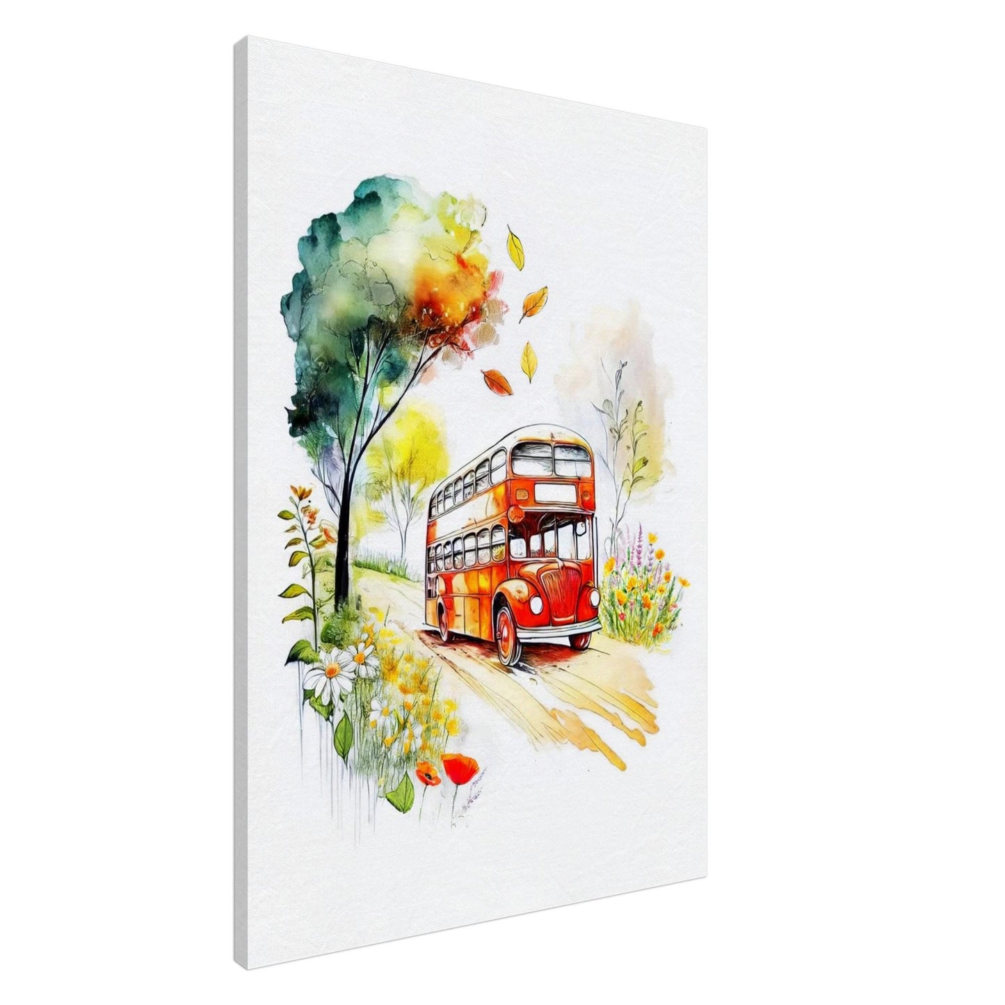 Double-Decker Bus Art - Red London Bus Canvas Print with Texture | British Wall Decor
