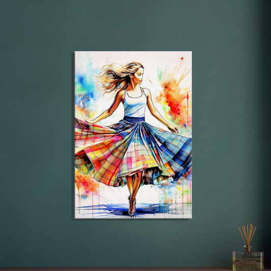 Scottish Dancer Canvas Print: Colorful Tartan Dress