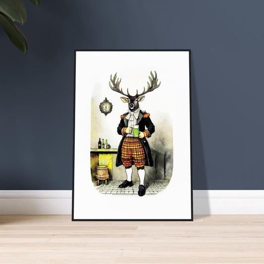 Impression d'art de cerf victorien, art de pub britannique, décoration du patrimoine britannique, affiche murale rustique, décoration d'intérieur traditionnelle, œuvre d'art encadrée