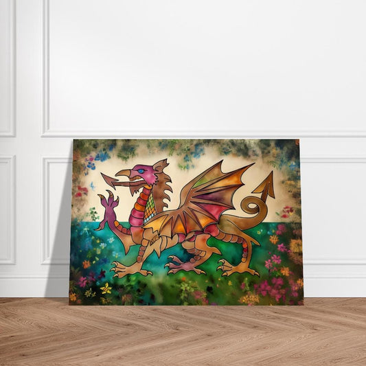 Welsh Flag Art Poster – Hand Drawn Matte Paper Print Featuring Y Ddraig Goch