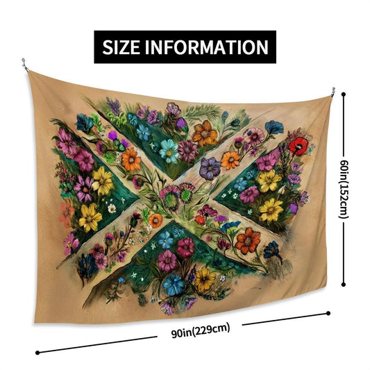 XL Wall Tapestry, Hand Drawn Scottish Flag Design - Flag of Scotland, Raise the Colours | 90"x60" / 228x152 cm