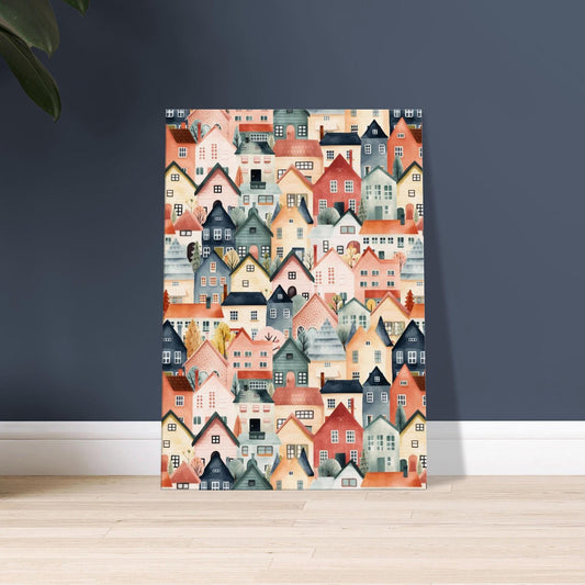 British Homes Canvas Art Print: UK Heritage, Vintage English City Decor