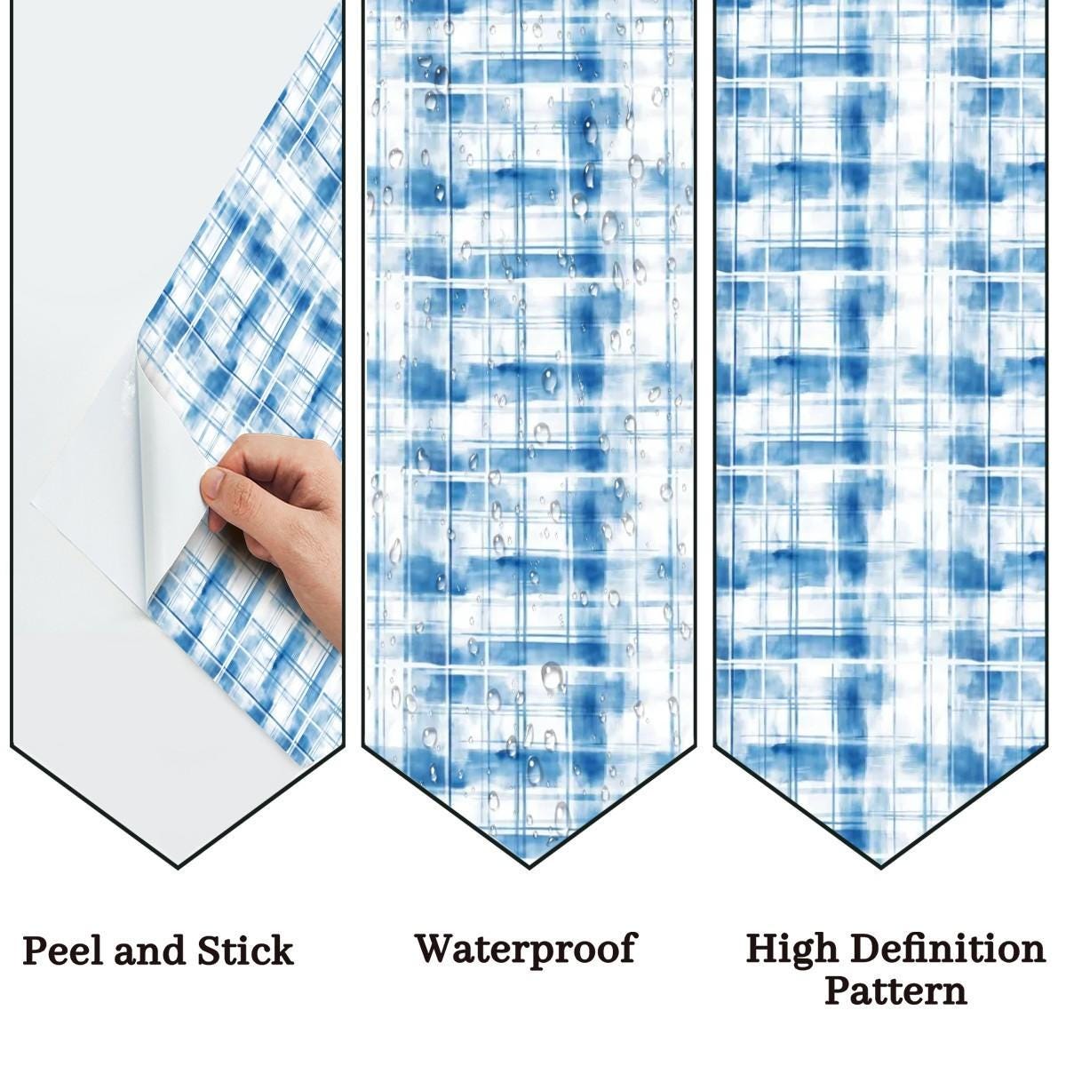 Kitchen & Bathroom Wallpaper Scottish Blue Watercolor Style plaid wallpaper - waterproof - 60"x50" / 152,4 cm x 127 cm