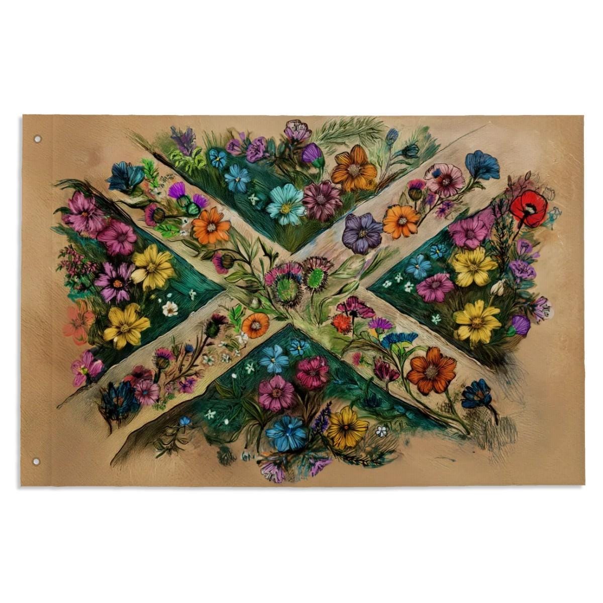 Heavy-duty, Hand Drawn Scottish Flag Design, Three-Layer Outdoor Flag of Scotland. Double Sided. 36"x24" / 92x61 cm | Raise the Colours