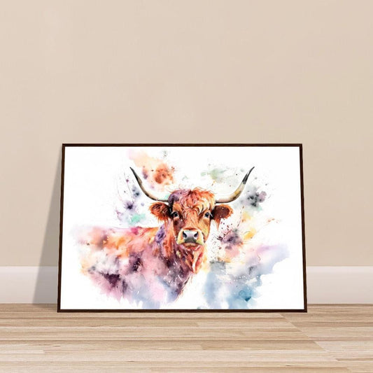 Wooden Framed Art Print "Hairy Cow" | Farmhouse Style Collection