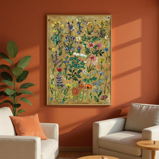 Art britannique encadré, affiche de fleurs sauvages, imprimé botanique, peinture nature du patrimoine britannique, illustration florale dessinée à la main