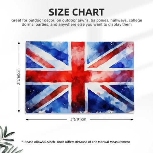 Heavy-duty, Hand Drawn Union Jack Flag Design, Three-Layer Outdoor Flag of the UK. Double Sided. 36"x24" / 92x61 cm | Raise the Colours
