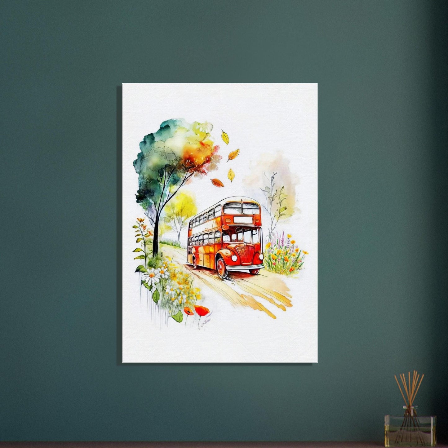 Double-Decker Bus Art - Red London Bus Canvas Print with Texture | British Wall Decor