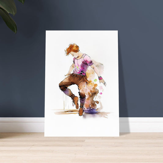 Irish Boy Line Dancing Poster, UK Heritage Art, Matte Paper Print, Celtic Wall Decor, Traditional Dance Illustration, High-Quality Print