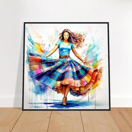 Scottish Country Dancer Art Print – Tartan Decor | Traditional UK Heritage Gift