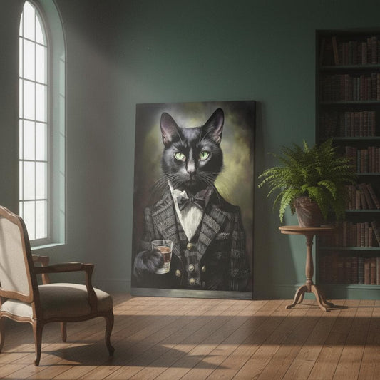 Victorian Cat Canvas – Black Cat Art on Cotton Canvas Print | Unique UK Heritage Decor