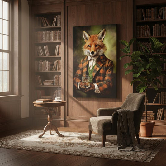 Victorian Fox Canvas - Whiskey Decor Art | Unique UK Heritage & Rustic Wall Print