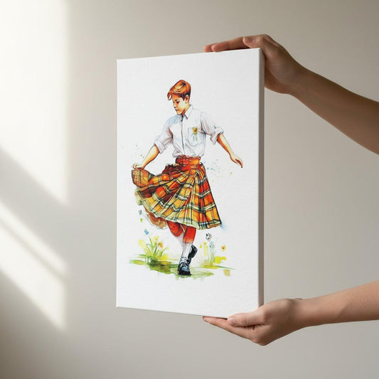 Scottish Country Dancing Art - Vibrant British Heritage Canvas With Hanging Kit