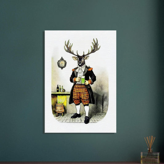 Dapper Stag Canvas Print - Victorian Tartan Decor - Unique UK Heritage Artwork