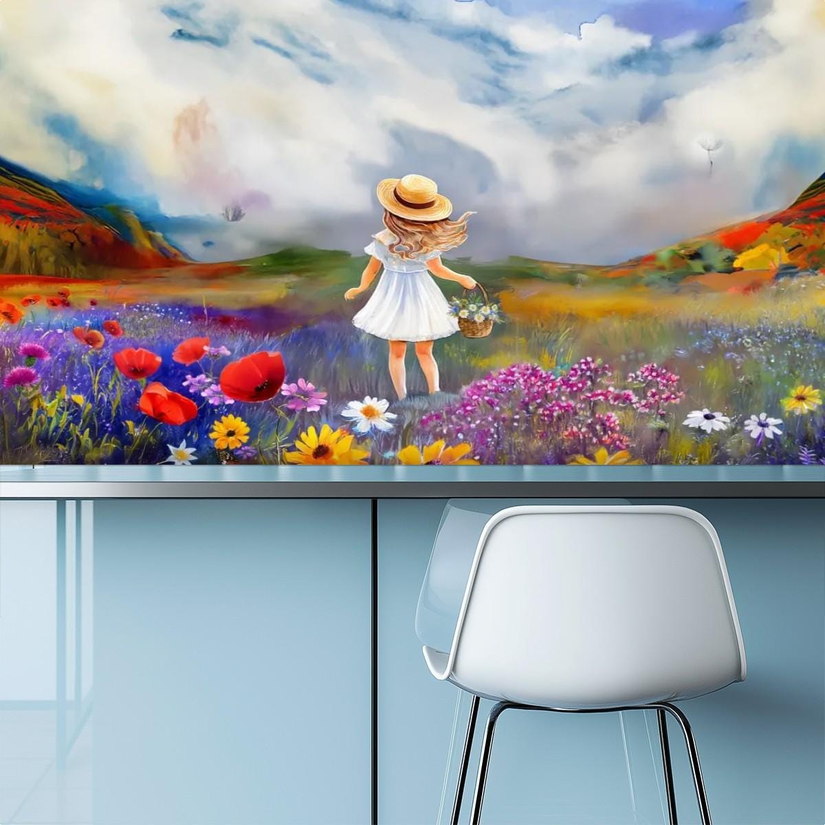 Kitchen & Bathroom Wallpaper Colors Of the UK: Flower Girl - waterproof - 60"x50" / 152,4 cm x 127 cm - Kitchen and Bathroom Splashback
