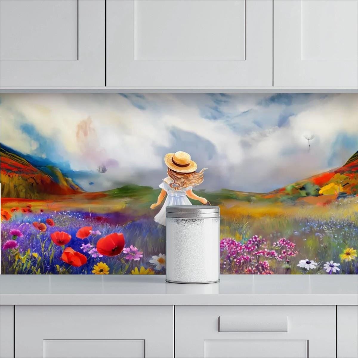 Kitchen & Bathroom Wallpaper Colors Of the UK: Flower Girl - waterproof - 60"x50" / 152,4 cm x 127 cm - Kitchen and Bathroom Splashback