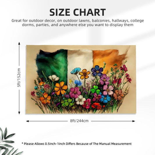 XL Heavy-duty, Handdrawn Irish Flag Design, Three-Layer Outdoor Flag of Ireland. Double Sided. 96"x60"/ 244x152 cm | Raise the Colours