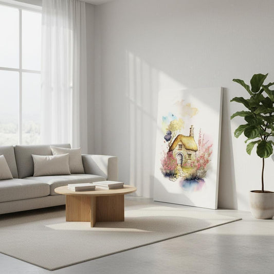 British Cottage Canvas | Traditional Country Cottage Print - UK Heritage Art Decor