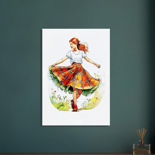 Scottish Girl Canvas Print - Country Dancing UK Heritage Art - British Home Decor