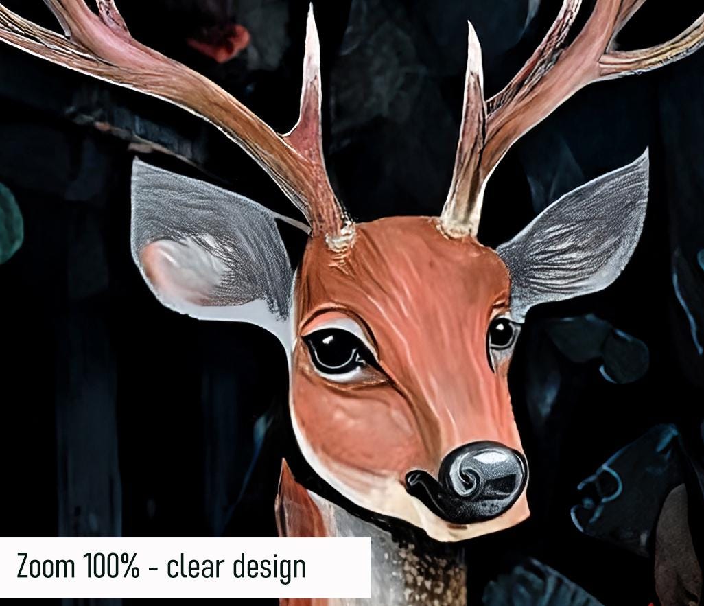 Hand Drawn Self Adhesive Canvas Wallpaper Mural, Forest design, William Morris inspired wallpaper mural - Set 1 of 2 - Deer Wallpaper