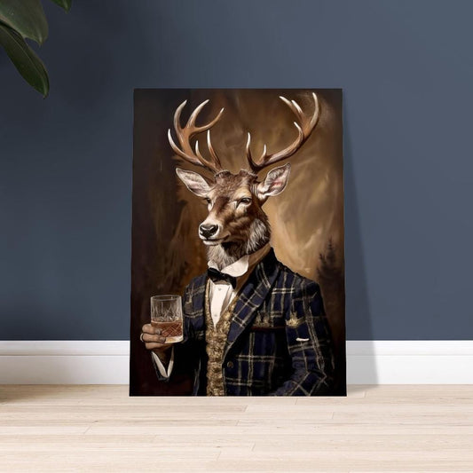 Victorian Stag Drinking Whiskey - Stags head on a Human Body - Victorian Stag Art Print