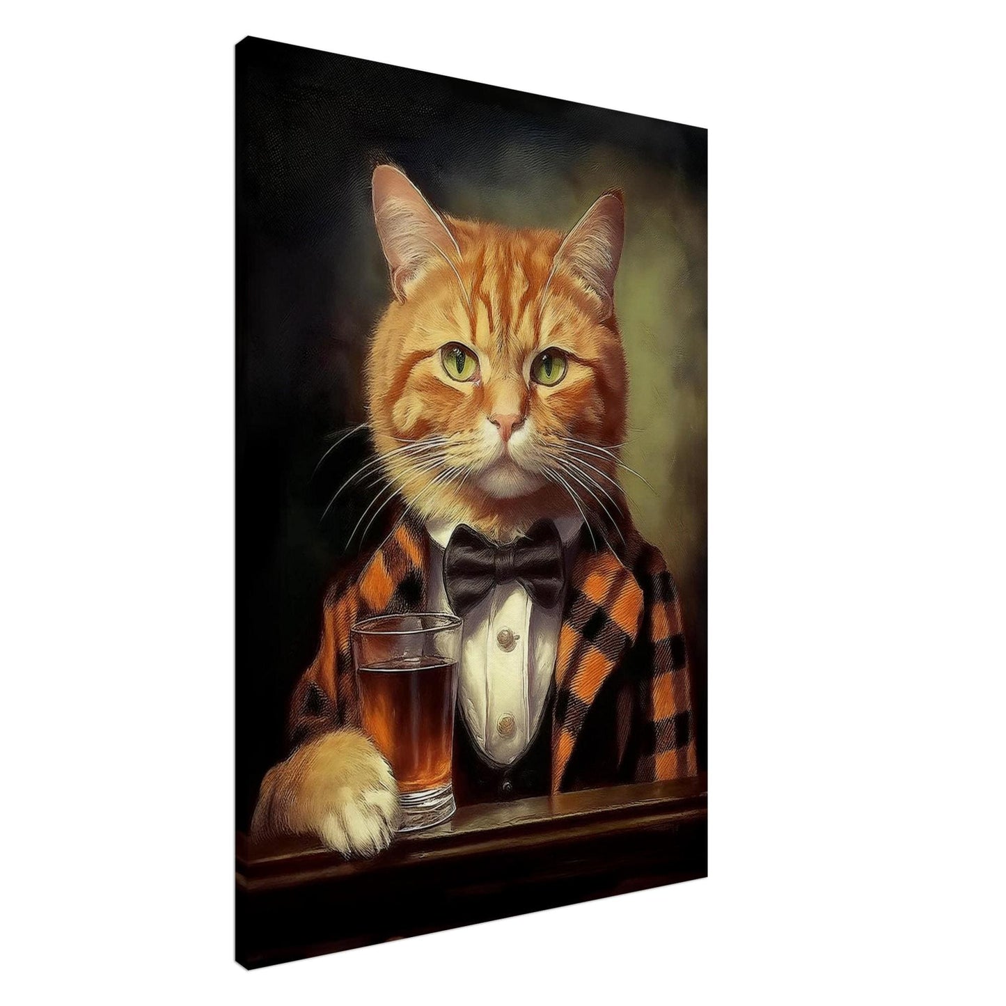 Victorian Cat Canvas – Unique Ginger Cat Canvas Print in Tartan Suit | Whiskey Lover Decor