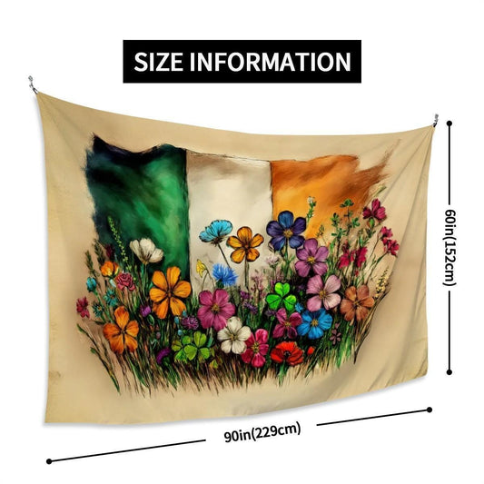 XL Wall Tapestry, Hand Drawn Irish Flag Design - Flag of Ireland, 90"x60" / 228x152 cm | Raise the Colours