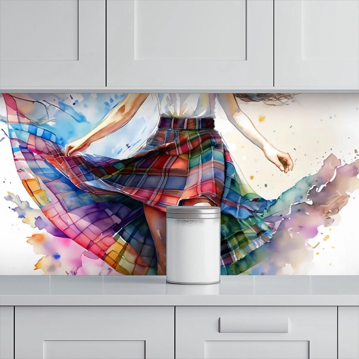 Kitchen & Bathroom Wallpaper Plaid / Tartan Skirt - waterproof - 60"x50" / 152,4 cm x 127 cm, Kitchen Splashback and Bathroom Splashback