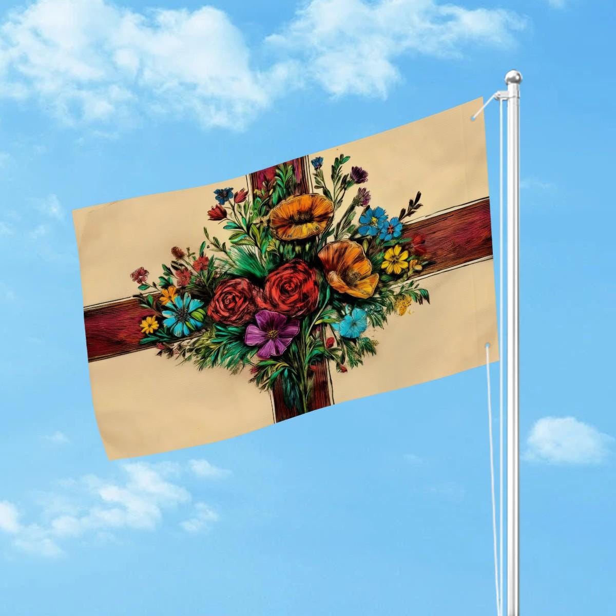 Heavy-duty, Hand Drawn English Flag Design, Three-Layer Outdoor Flag of England. Double Sided. 36"x24" / 92x61 cm | Raise the Colours