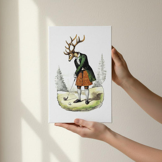 Victorian Stag Canvas Print - Unique British Heritage Art | Golf Wall Decor