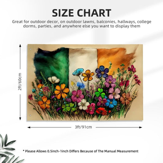 Heavy-duty, Hand Drawn Irish Flag Design, Three-Layer Outdoor Flag of Ireland. Double Sided. 36"x24" / 92x61 cm | Raise the Colours