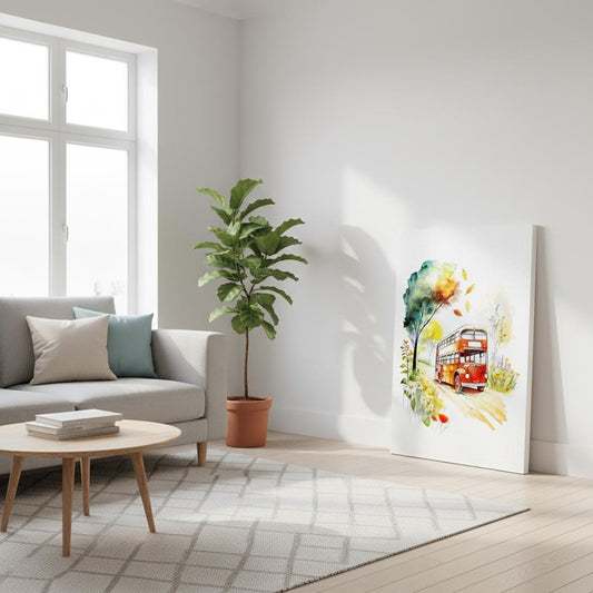 Double-Decker Bus Art - Red London Bus Canvas Print with Texture | British Wall Decor