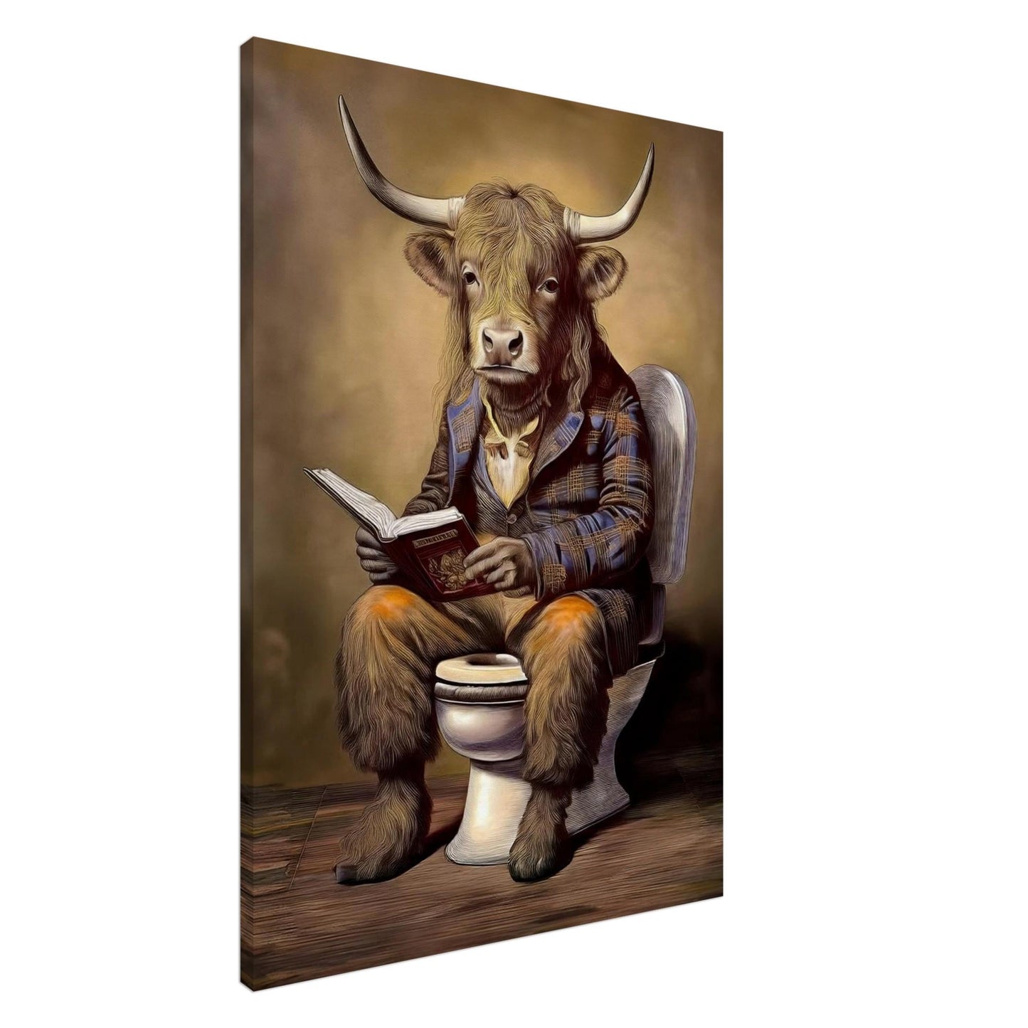 Victorian Cow Canvas | Funny Wall Art - Quirky Bathroom Decor & Animal Lover Gift