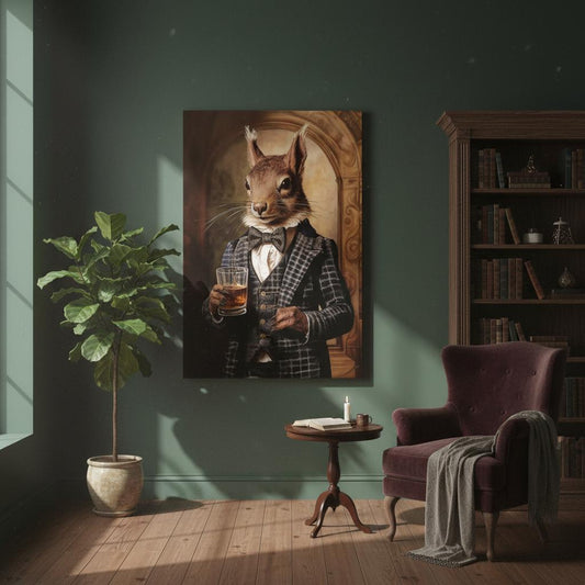 Victorian Squirrel Canvas - Unique UK Heritage Art on Cotton Canvas