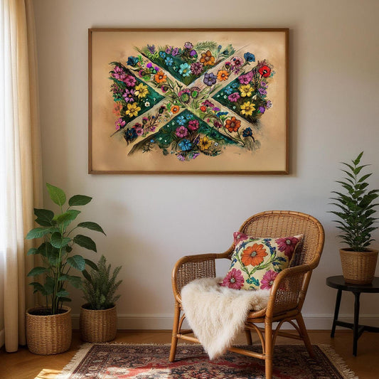 Scottish Flag Art – Hand Drawn Matte Paper Poster | Raise The Colours UK Heritage