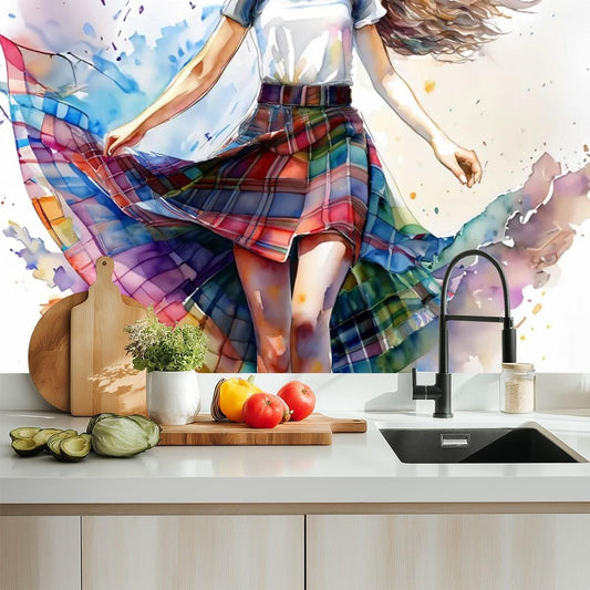 Kitchen & Bathroom Wallpaper Plaid / Tartan Skirt  - waterproof - 60"x50" / 152,4 cm x 127 cm, Kitchen Splashback and Bathroom Splashback